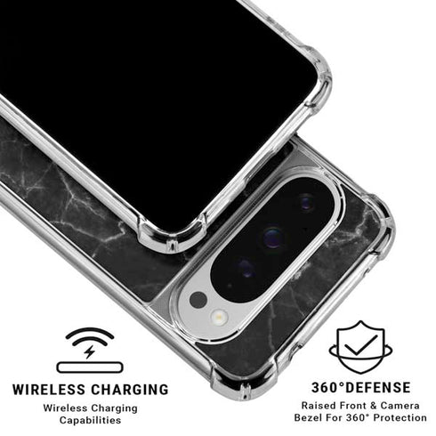 Black Marble Google Pixel 10 Pro XL Clear Case